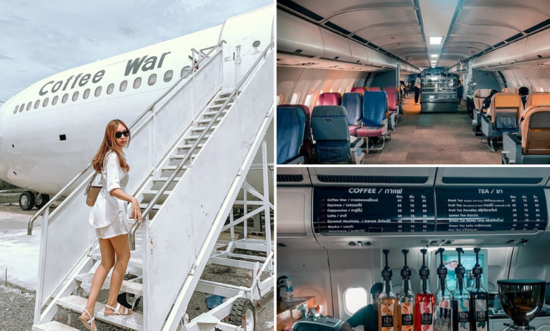 Photo of This New Cafe In Chonburi Is In An Actual Airplane And Has Passenger Seats For Its Guests