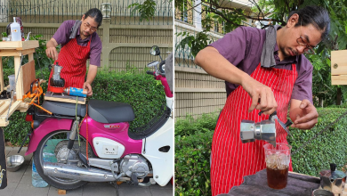 Photo of This Self Taught Barista Sells Quality Coffee From Only $1 On A Pink Vintage Motorbike