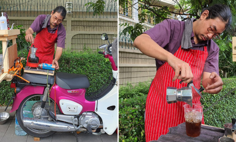 Photo of This Self Taught Barista Sells Quality Coffee From Only $1 On A Pink Vintage Motorbike