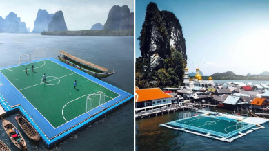 Photo of Thailand Has A Floating Soccer Pitch Built By Its Own Islanders Overlooking The Azure Waters