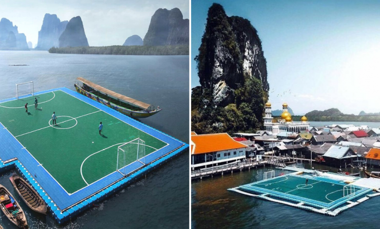 Photo of Thailand Has A Floating Soccer Pitch Built By Its Own Islanders Overlooking The Azure Waters