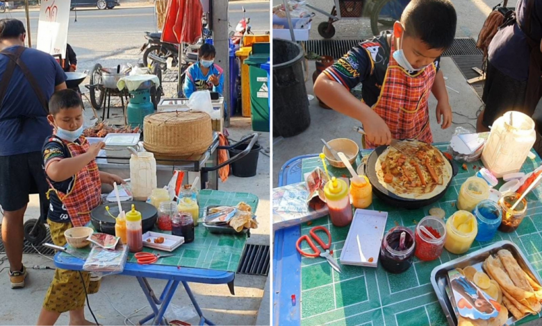 Photo of 9-Year-Old Boy Learns to Make Crepes From Youtube & Sell Them to Aid Family’s Income